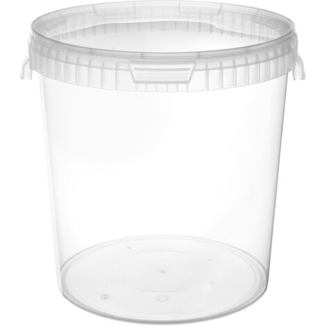Garronda Eimer mit Deckel 30 L für die Lagerung von Lebensmittel- und Chemischen Produkten 50 Stück Transparent GD-0072