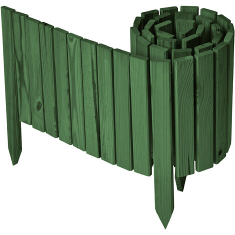 Garronda Beeteinfassung Holz Rollzaun Holzzaun 30 cm x 200 cm imprägniert Flexibler Rollborder Rasenkante Palisade Gartenzaun Umzäunung für Garten GD-0149, Dunkelgrün