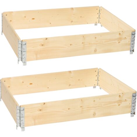 Garronda naturbelassene Hochbeete für Garten Palettenrahmen 120x80x20 cm Hochbeet Holz 2 Stück steckbar stapelbar faltbar für Pflanzen Blumen Kräuter Obst und Gemüse GD-0075