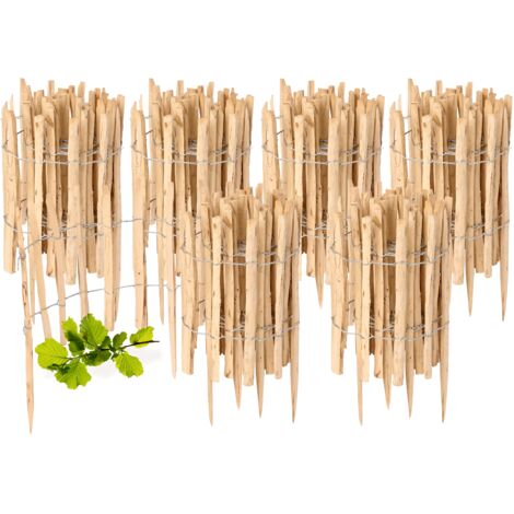 Garronda Gartenzaun zum Stecken aus Haselnüsse Zaun Garten Staketenzaun Beeteinfassung Holz Steckzaun Hochwertiger Gartenzaun für Ihren Garten GD-0156 (6 Stück, 50 cm x 500 cm)