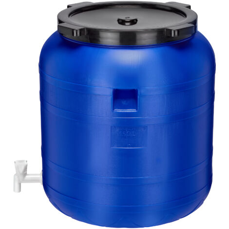 Garronda 150 Liter Weithalsfass BPA-frei Futtertonne Fass mit Hahn Universalfass Lebensmittel Fass Regenfass für Garten Regentonne mit Deckel Regenwassertonne für Garten Wassertonne GD-0092, Blau