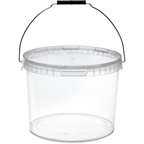 Garronda Eimer mit Deckel 10 L für die Lagerung von Lebensmittel- und Chemischen Produkten 10 Stück Transparent GD-0072