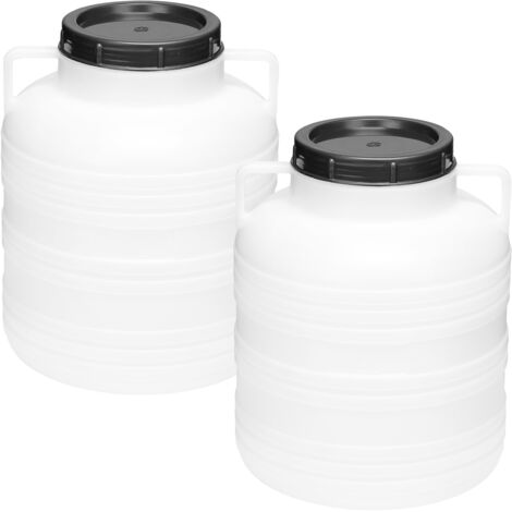 Garronda Set 2x 20 Liter Weithalsfass BPA-frei Futtertonne Fass Universalfass Lebensmittel Fass Regenfass für Garten Regentonne mit Deckel Regenwassertonne für Garten Wassertonne GD-0126, Weiß