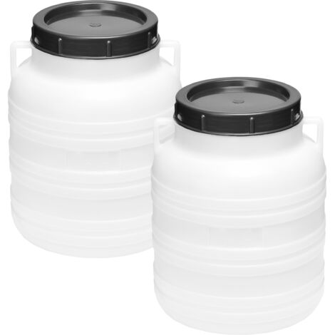 Garronda Set 2x 10 Liter Weithalsfass BPA-frei Futtertonne Fass Universalfass Lebensmittel Fass Regenfass für Garten Regentonne mit Deckel Regenwassertonne für Garten Wassertonne GD-0120, Weiß