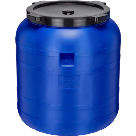 Garronda 150 Liter Weithalsfass BPA-frei Futtertonne Fass Universalfass Lebensmittel Fass Regenfass für Garten Regentonne mit Deckel Regenwassertonne für Garten Wassertonne GD-0093, Blau
