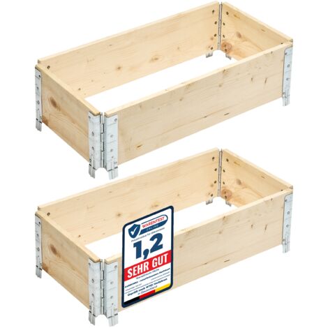 Garronda naturbelassene Hochbeete für Garten Palettenrahmen Hochbeet Holz steckbar stapelbar faltbar für Pflanzen Blumen Kräuter Obst und Gemüse Natural 2 Stück 80x40x20 cm GD-0141