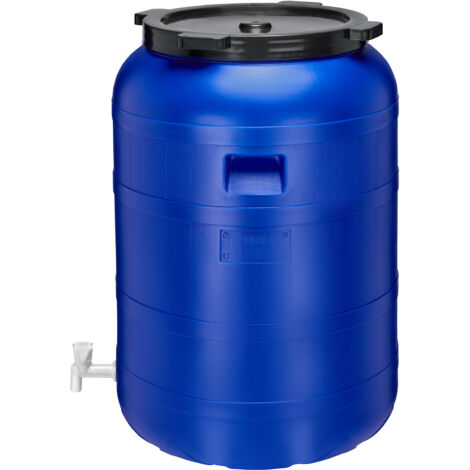 Garronda 200 Liter Weithalsfass BPA-frei Futtertonne Fass mit Hahn Universalfass Lebensmittel Fass Regenfass für Garten Regentonne mit Deckel Regenwassertonne für Garten Wassertonne GD-0092, Blau