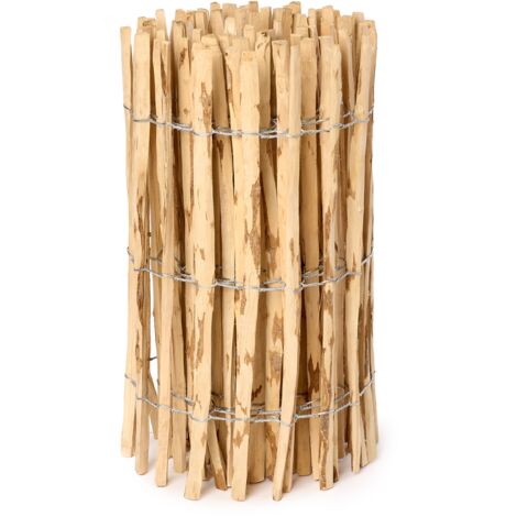 Garronda Gartenzaun zum Stecken aus Haselnüsse Zaun Garten Staketenzaun Beeteinfassung Holz Steckzaun Hochwertiger Gartenzaun für Ihren Garten GD-0079 (Lattenabstand: 3-5 cm, 80 cm x 500 cm)