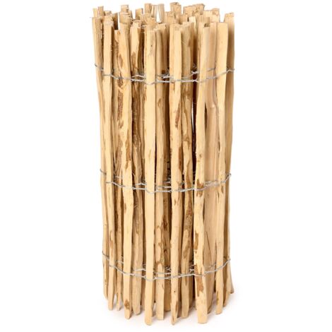 Garronda Gartenzaun zum Stecken aus Haselnüsse Zaun Garten Staketenzaun Beeteinfassung Holz Steckzaun Hochwertiger Gartenzaun für Ihren Garten GD-0079 (Lattenabstand: 3-5 cm, 90 cm x 500 cm)