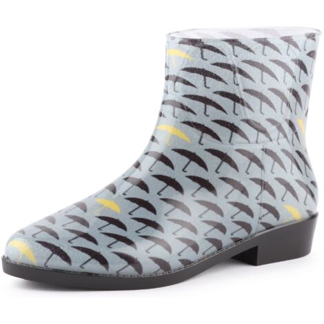 Ladeheid Kurze Gummistiefel Damen Elegant Regenstiefel Damen mit Muster LAZT201802 (Grau/Regenschirme 104M, 40 EU)