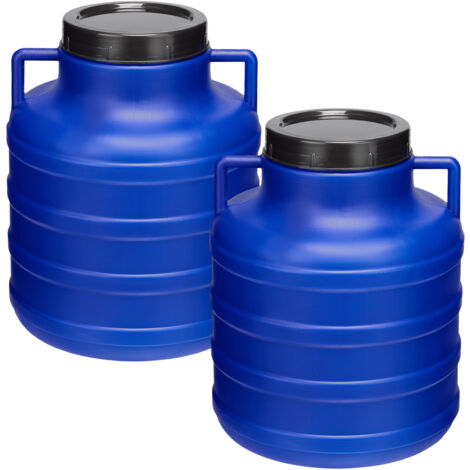 Garronda Set 2x 5 Liter Weithalsfass BPA-frei Futtertonne Fass Universalfass Lebensmittel Fass Regenfass für Garten Regentonne mit Deckel Regenwassertonne für Garten Wassertonne GD-0125, Blau (1/5)