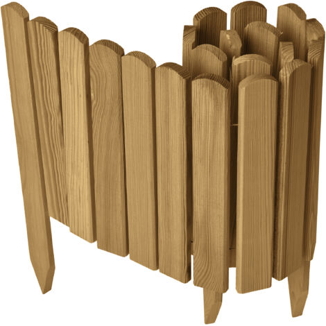 Garronda Beeteinfassung Holz Rollzaun Holzzaun 30 cm x 100 cm imprägniert Flexibler Rollborder Rasenkante Palisade Gartenzaun Umzäunung für Garten GD-0148, Hellbraun