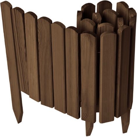 Garronda Beeteinfassung Holz Rollzaun Holzzaun 30 cm x 100 cm imprägniert Flexibler Rollborder Rasenkante Palisade Gartenzaun Umzäunung für Garten GD-0148, Dunkelbraun