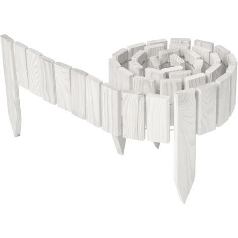 Garronda Beeteinfassung Holz Rollzaun Holzzaun 10 cm x 200 cm imprägniert Flexibler Rollborder Rasenkante Palisade Gartenzaun Umzäunung für Garten GD-0149, Weiß