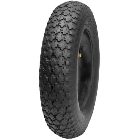 Garronda Reifen Set 4.80/4.00-8 mit Schlauch Schubkarrenreifen Ersatzreifen Schubkarre Bollerwagen Autoventil 2PR Gummi Ø 390 mm für Gartenwagen Hof Baustelle GD-0164, Schwarz