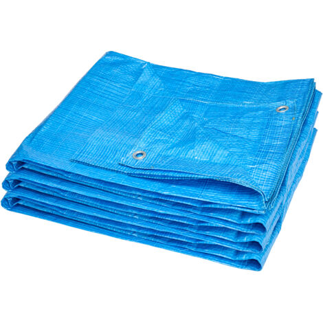 Garronda Abdeckplane wasserdicht mit Ösen 10x15 m 60 g/m² leichte Gewebeplane flexibel abwaschbar PP Tarpaulin für Garten & Staubschutz GD-0162 Blau
