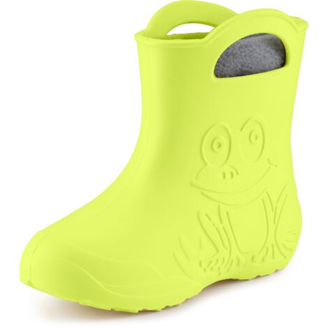 Ladeheid EVA Kinder Jungen Mädchen Gummistiefel Regenschuhe gefüttert LA-CA-03 (Limone, 28/29 EU)