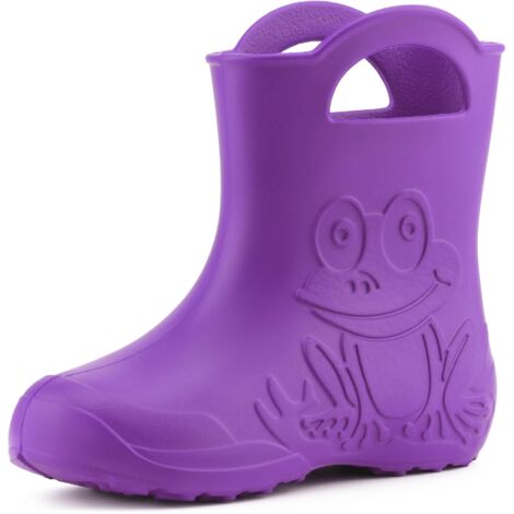 Ladeheid EVA federleichte Kinder Gummistiefel für Jungen und Mädchen Regenschuhe Bequeme und wasserdichte Regenstiefel Kinder LA-CA-01 (Lilla, 32/33