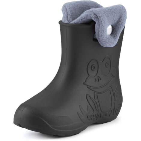 Ladeheid EVA Kinder Jungen Mädchen Gummistiefel Regenschuhe gefüttert Regenstiefel Gummischuhe LA-CA-04 (Carbone/Grau, 34/35 EU)