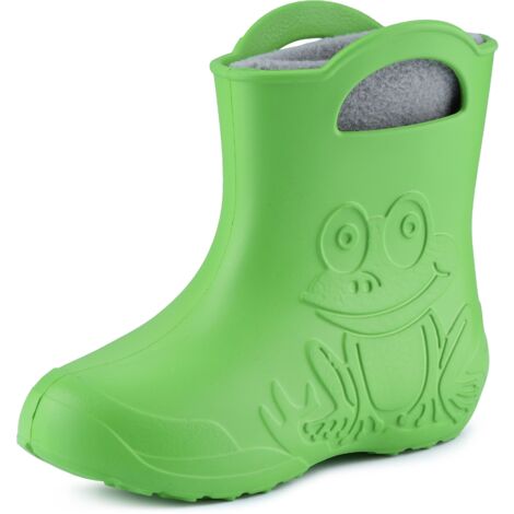 Ladeheid EVA Kinder Jungen Mädchen Gummistiefel Regenschuhe gefüttert LA-CA-03 (Grün/Grau, 30/31 EU)