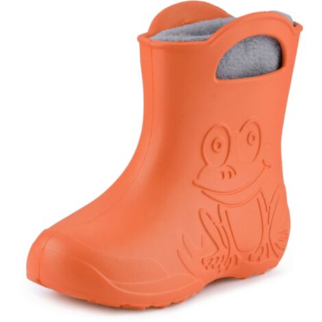 Ladeheid EVA Kinder Jungen Mädchen Gummistiefel Regenschuhe gefüttert LA-CA-03 (Orange/Grau, 32/33 EU)