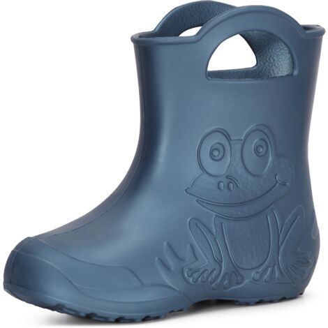 Ladeheid EVA federleichte Kinder Gummistiefel für Jungen und Mädchen Regenschuhe Bequeme und wasserdichte Regenstiefel Kinder LA-CA-01 (Metallisches Blau-2, 30/31