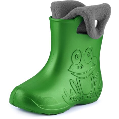 Ladeheid EVA Kinder Jungen Mädchen Gummistiefel Regenschuhe gefüttert Regenstiefel Gummischuhe LA-CA-04 (Smaragdgrün/Grau, 34/35 EU)