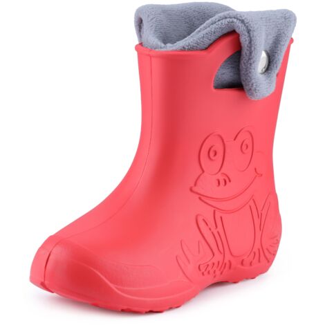 Ladeheid EVA Kinder Jungen Mädchen Gummistiefel Regenschuhe gefüttert Regenstiefel Gummischuhe LA-CA-04 (Koralle/Grau, 22/23 EU)