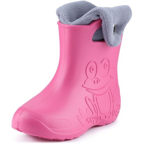 Ladeheid EVA Kinder Jungen Mädchen Gummistiefel Regenschuhe gefüttert Regenstiefel Gummischuhe LA-CA-04 (Rosa/Grau, 34/35 EU)