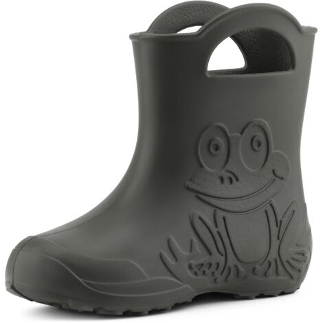 Ladeheid EVA federleichte Kinder Gummistiefel für Jungen und Mädchen Regenschuhe Bequeme und wasserdichte Regenstiefel Kinder LA-CA-01 (Carbone, 34/35
