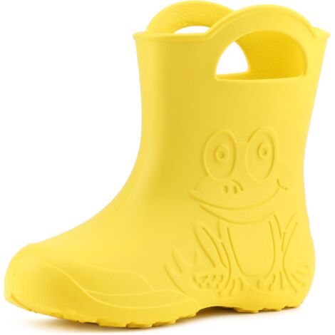 Ladeheid EVA federleichte Kinder Gummistiefel für Jungen und Mädchen Regenschuhe Bequeme und wasserdichte Regenstiefel Kinder LA-CA-01 (Gelb, 32/33