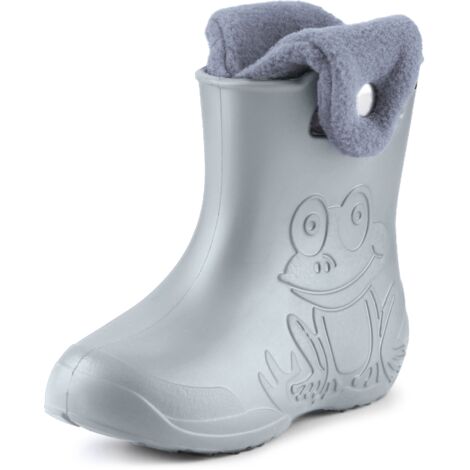 Ladeheid EVA Kinder Jungen Mädchen Gummistiefel Regenschuhe gefüttert Regenstiefel Gummischuhe LA-CA-04 (Grau, 28/29 EU)