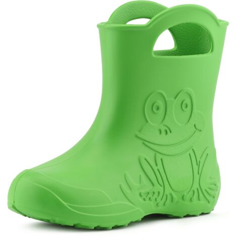 Ladeheid EVA federleichte Kinder Gummistiefel für Jungen und Mädchen Regenschuhe Bequeme und wasserdichte Regenstiefel Kinder LA-CA-01 (Grün, 32/33