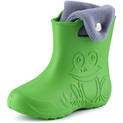 Ladeheid EVA Kinder Jungen Mädchen Gummistiefel Regenschuhe gefüttert Regenstiefel Gummischuhe LA-CA-04 (Grün/Grau, 30/31 EU)
