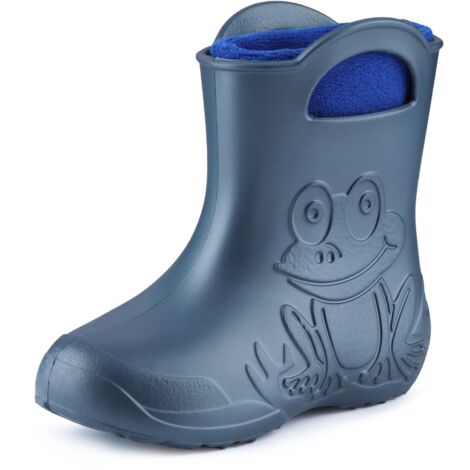Ladeheid EVA Kinder Jungen Mädchen Gummistiefel Regenschuhe gefüttert LA-CA-03 (Metallisches Blau/Marineblau-2, 24/25 EU)