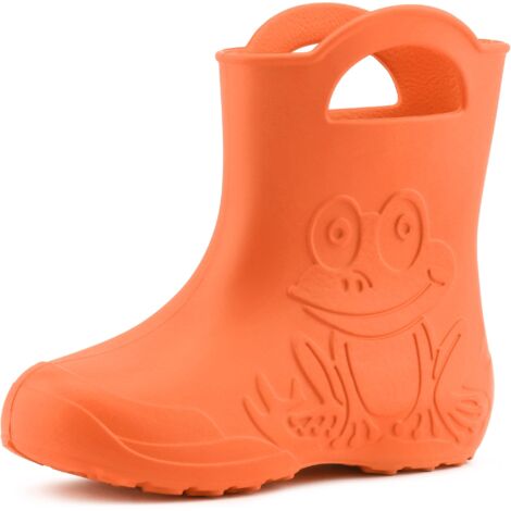Ladeheid EVA federleichte Kinder Gummistiefel für Jungen und Mädchen Regenschuhe Bequeme und wasserdichte Regenstiefel Kinder LA-CA-01 (Orange (151c), 28/29