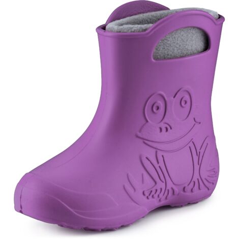 Ladeheid EVA Kinder Jungen Mädchen Gummistiefel Regenschuhe gefüttert LA-CA-03 (Lilla/Grau, 22/23 EU)
