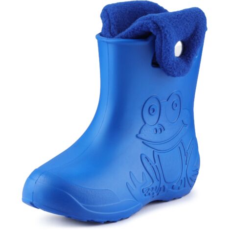 Ladeheid EVA Kinder Jungen Mädchen Gummistiefel Regenschuhe gefüttert Regenstiefel Gummischuhe LA-CA-04 (Blau/Marineblau, 26/27 EU)