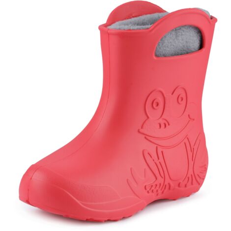 Ladeheid EVA Kinder Jungen Mädchen Gummistiefel Regenschuhe gefüttert LA-CA-03 (Koralle/Grau, 24/25 EU)