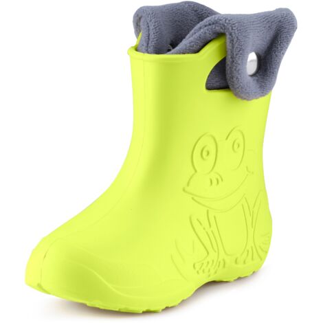Ladeheid EVA Kinder Jungen Mädchen Gummistiefel Regenschuhe gefüttert Regenstiefel Gummischuhe LA-CA-04 (Limone, 26/27 EU)