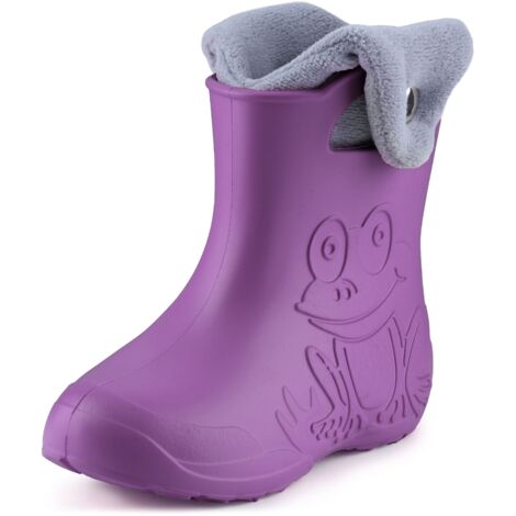 Ladeheid EVA Kinder Jungen Mädchen Gummistiefel Regenschuhe gefüttert Regenstiefel Gummischuhe LA-CA-04 (Lilla/Grau, 22/23 EU)