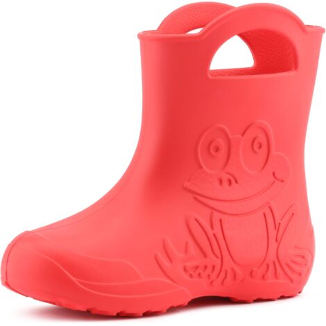 Ladeheid EVA federleichte Kinder Gummistiefel für Jungen und Mädchen Regenschuhe Bequeme und wasserdichte Regenstiefel Kinder LA-CA-01 (Korall, 34/35