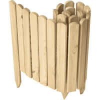 Garronda Beeteinfassung Holz Rollzaun Holzzaun 40 cm x 100 cm imprägniert Flexibler Rollborder Rasenkante Palisade Gartenzaun Umzäunung für Garten GD-0148, Natural (Nicht imprägniert)