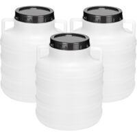 Garronda Set 3x 5 Liter Weithalsfass BPA-frei Futtertonne Fass Universalfass Lebensmittel Fass Regenfass für Garten Regentonne mit Deckel Regenwassertonne für Garten Wassertonne GD-0125, Weiß