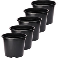 Garronda Blumentopf Kunststoff Pflanztopf rund Kräutertopf Anzuchttöpfe Blumentopf Schwarz für Innen und Aussen 41,5cm GD-0025 (5 Stück - Schwarz, ⌀ 41,5cm H=37,5cm)