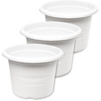 Garronda Blumentopf Set Dreier Pack Pflanzentopf rund aus Kunststoff für Blumen und andere Pflanzen Blumentöpfe Plastik GD-0022 GD-0022 (3 Stück Weiß, ⌀ 23cm H 16,5cm)