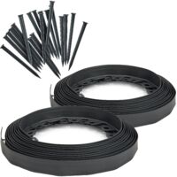 Garronda Rollrasenkante 20 m aus Kunststoff, Flexible Beeteinfassung Hoch 4 cm mit 40 Befestigungsnägel, Rasenbegrenzung für Beetumrandung und Gartenwege, Gartendeko Rasenkanten GD-0158