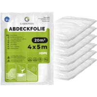 Garronda Abdeckfolie 4x5 m 6er Pack transparent HDPE Malerfolie für Renovierung, Staubschutzfolie Umzug, Abdeckplane Baufolie für Möbel- & Bodenschutz, Folie reißfest GD-0166