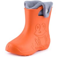 Ladeheid EVA Kinder Jungen Mädchen Gummistiefel Regenschuhe gefüttert Regenstiefel Gummischuhe LA-CA-04 (Orange/Grau, 32/33 EU)