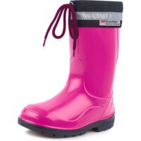 Ladeheid Kinder Gummistiefel mit Stulpe Regenstiefel für Jungen und Mädchen LA-972 (Fuchsia/Schwarz, 22 EU)